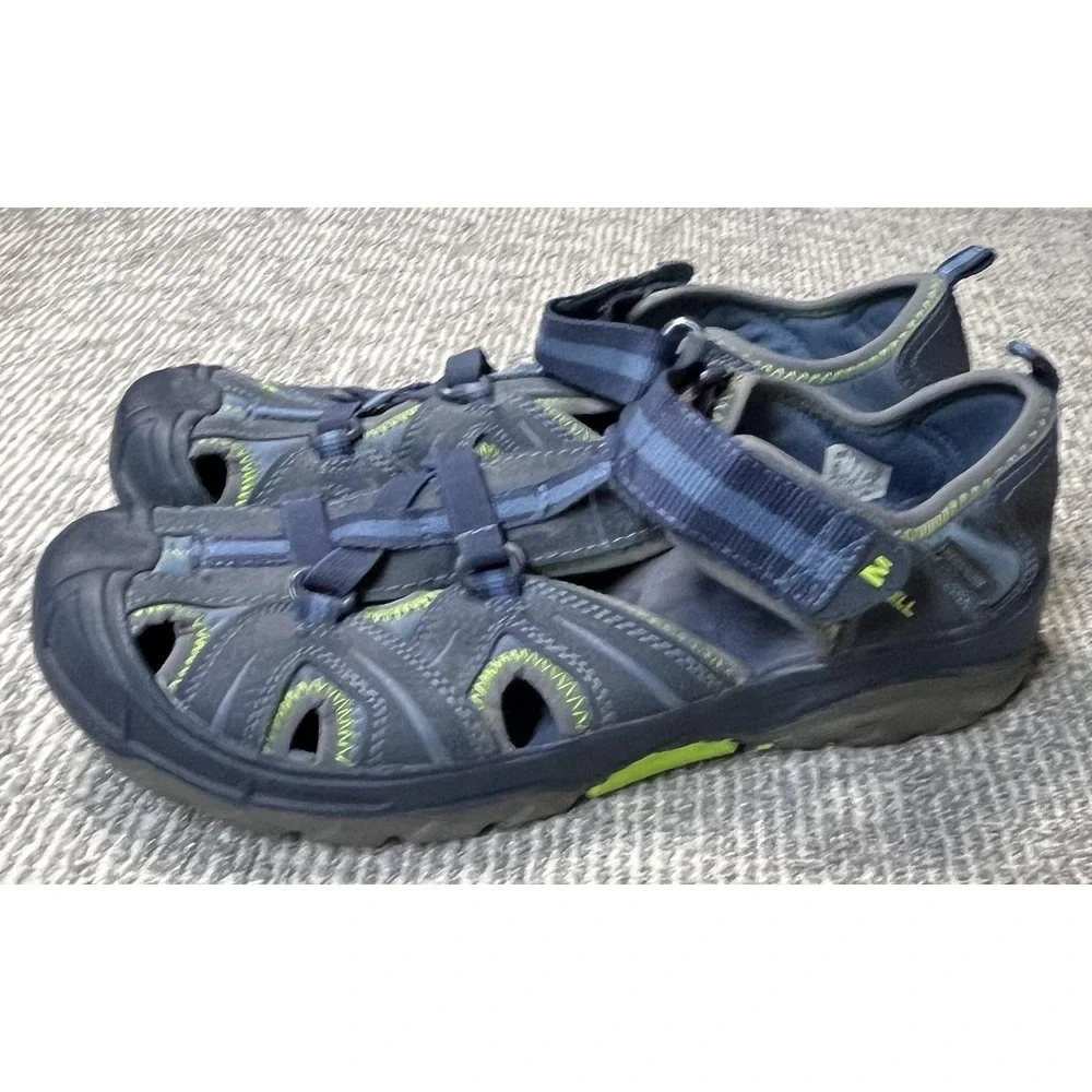 Merrell Hydro Hiker Sandal Shoes Mens Size 7 Blue Leather Hook &‎ Loop Hiking